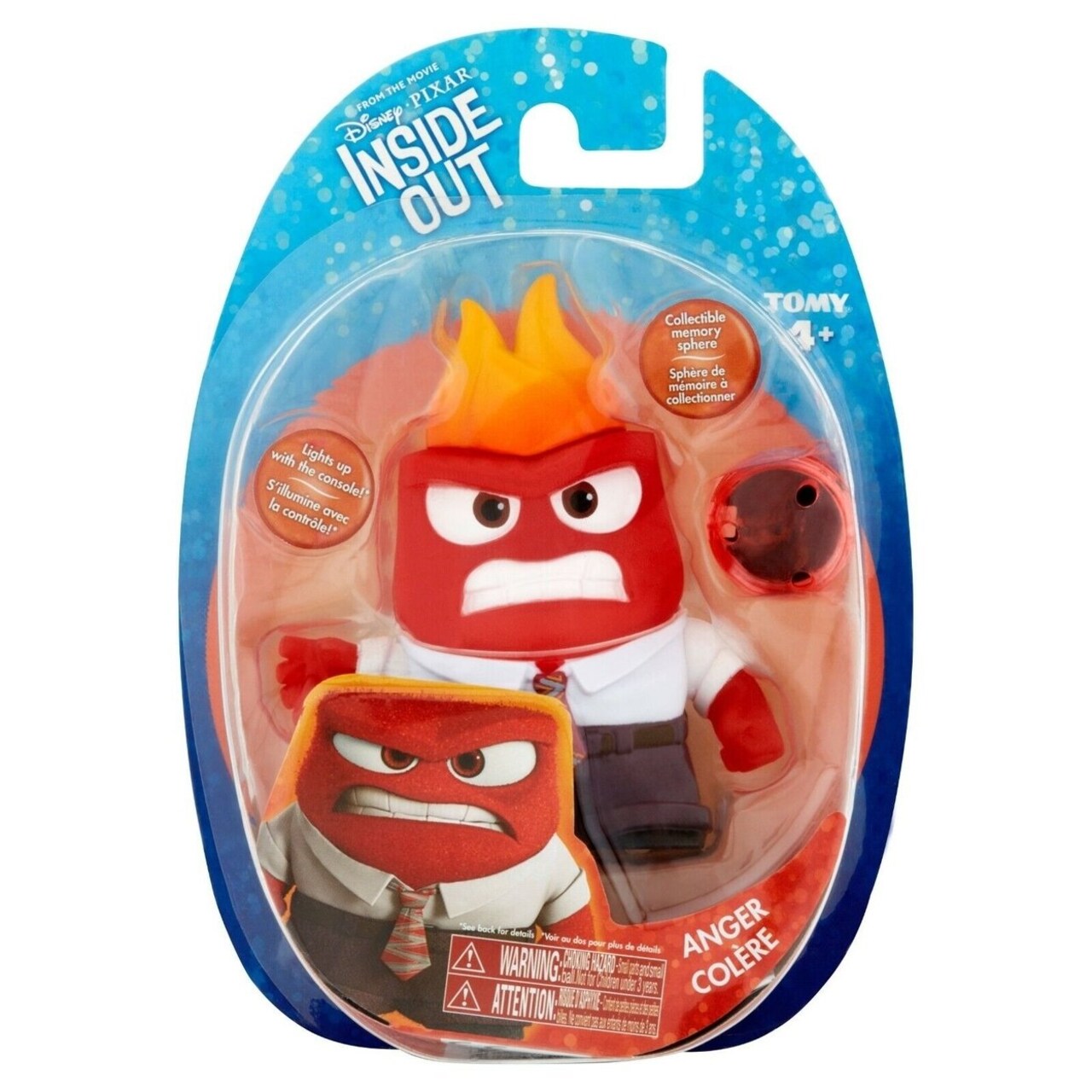 Inside Out Anger Action Figure 3 Inch With Memory Ball Accessory Lights